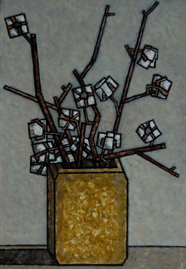 Painting titled "fleurs de coton / c…" by Dmitriy Trubin, Original Artwork