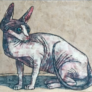 Painting titled "cat sphynx" by Dmitriy Trubin, Original Artwork, Acrylic