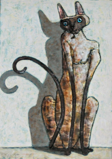 Картина под названием "Сиамская кошка/Siam…" - Dmitriy Trubin, Подлинное произведение искусства