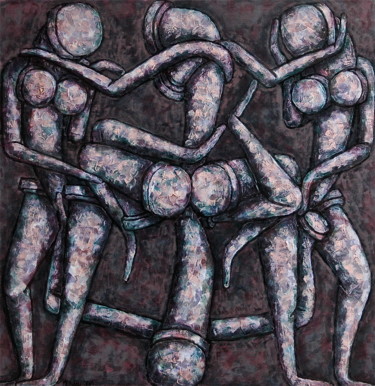 Painting titled "Три женщины и один…" by Dmitriy Trubin, Original Artwork