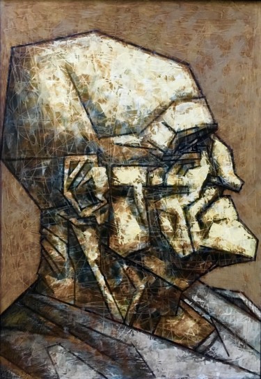 Картина под названием "The old man's head(…" - Dmitriy Trubin, Подлинное произведение искусства, Акрил