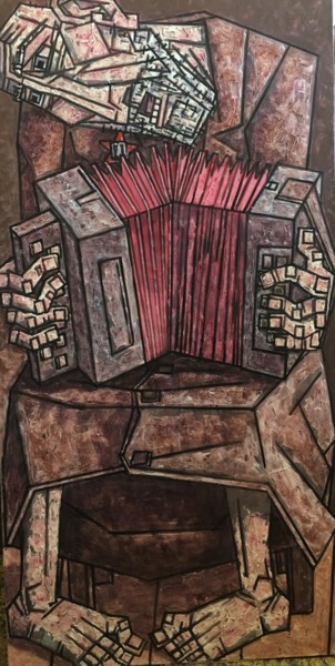Картина под названием "Старик играющий на…" - Dmitriy Trubin, Подлинное произведение искусства, Масло