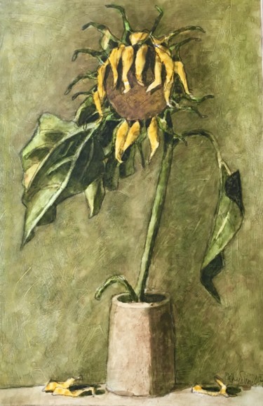 Картина под названием "sunflower 1" - Dmitriy Trubin, Подлинное произведение искусства, Акварель