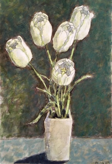 Картина под названием "flowers 4" - Dmitriy Trubin, Подлинное произведение искусства, Акварель