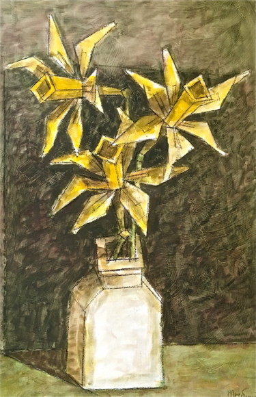 Painting titled "Bouquet of daffodil…" by Dmitriy Trubin, Original Artwork, Watercolor