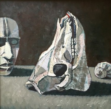 Painting titled "skull / череп / Sch…" by Dmitriy Trubin, Original Artwork, Oil