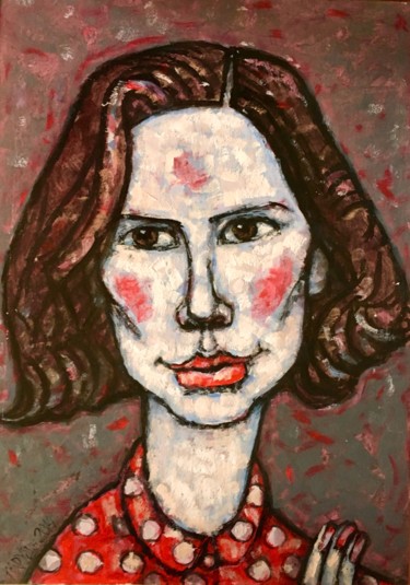 Painting titled "portrait of a girl…" by Dmitriy Trubin, Original Artwork, Oil