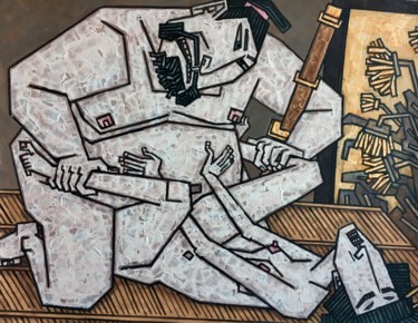 Картина под названием "Game Samurai - size…" - Dmitriy Trubin, Подлинное произведение искусства, Масло