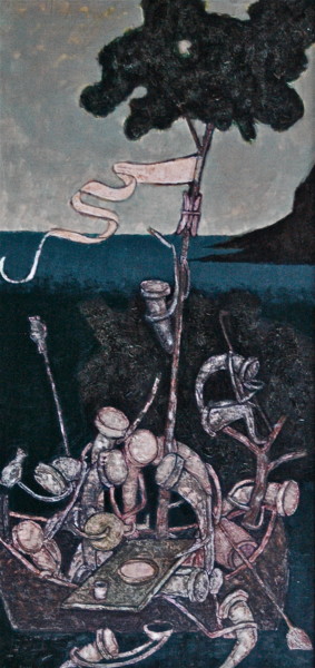 Картина под названием "корабль дураков.по…" - Dmitriy Trubin, Подлинное произведение искусства, Гуашь