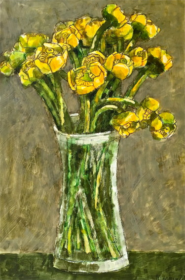 Painting titled "flowers 7" by Dmitriy Trubin, Original Artwork, Watercolor