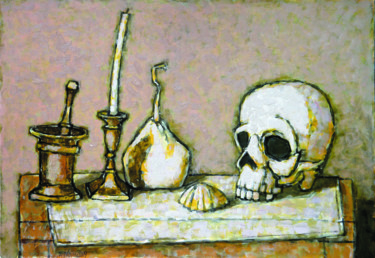 Painting titled "skull / череп / Sch…" by Dmitriy Trubin, Original Artwork
