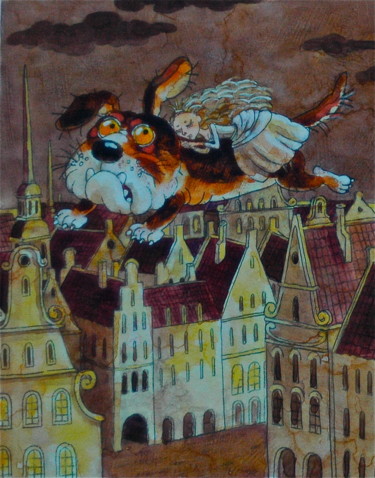 Pittura intitolato "ognivo.Andersen / о…" da Dmitriy Trubin, Opera d'arte originale, Acquarello