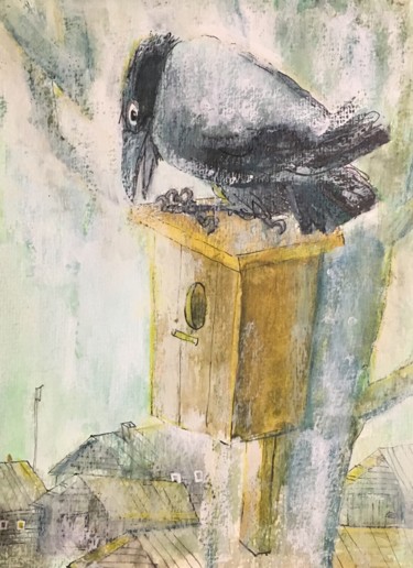 Картина под названием "oiseau / птица / Vo…" - Dmitriy Trubin, Подлинное произведение искусства, Пастель