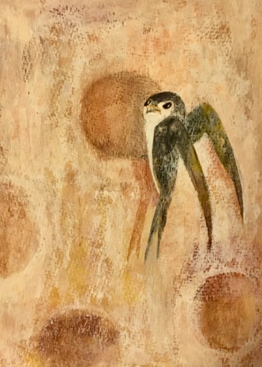 Картина под названием "oiseau / птица / Vo…" - Dmitriy Trubin, Подлинное произведение искусства, Акварель