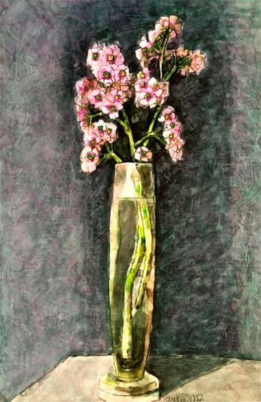 Painting titled "flowers 6" by Dmitriy Trubin, Original Artwork, Watercolor