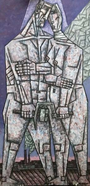 Peinture intitulée "L'ouvrier et la kol…" par Dmitriy Trubin, Œuvre d'art originale