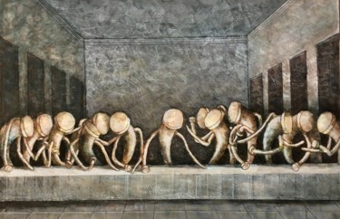 Peinture intitulée "Та́йная ве́черя | Cen…" par Dmitriy Trubin, Œuvre d'art originale, Aquarelle