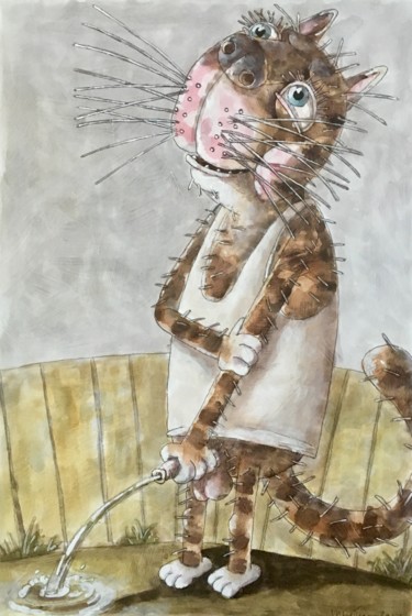 Painting titled "Katze / chat / cat…" by Dmitriy Trubin, Original Artwork