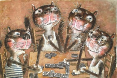 Painting titled "Katze / chat / cat…" by Dmitriy Trubin, Original Artwork