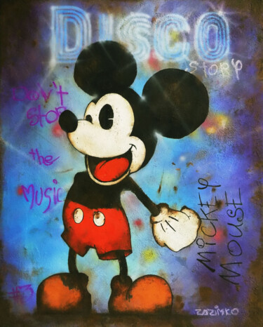 Painting titled "MICKEY MOUSE «DISCO…" by Dmitriy Zazimko, Original Artwork, Acrylic