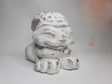 Sculpture titled "Белый Заяц Дзен" by Dmitriy Zazimko, Original Artwork, Acrylic