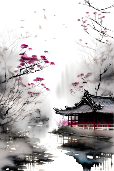 Картина под названием "Японский этюд" - Dmitriy Zhelezny, Подлинное произведение искусства, Цифровая живопись Установлен на…