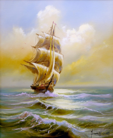 Картина под названием "To the new shores" - Dmitry B, Подлинное произведение искусства, Масло
