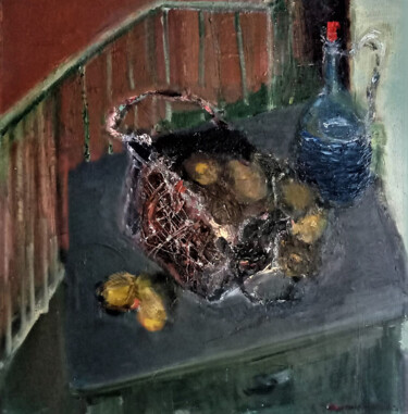 Картина под названием "Still life with pot…" - Dmitry Flegontov, Подлинное произведение искусства, Масло