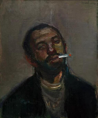 Картина под названием "Portrait with a cig…" - Dmitry Flegontov, Подлинное произведение искусства, Масло