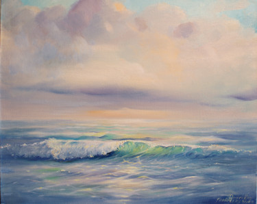 Painting titled ""Breath of the ocea…" by Dmitry King, Original Artwork, Oil