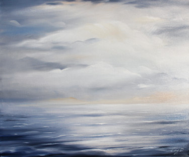 Painting titled "Blue Sea Whisper" by Dmitry King, Original Artwork, Oil