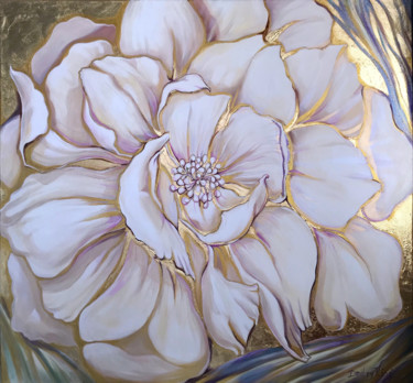 Pintura intitulada "Gold flower" por Dmitry King, Obras de arte originais, Acrílico
