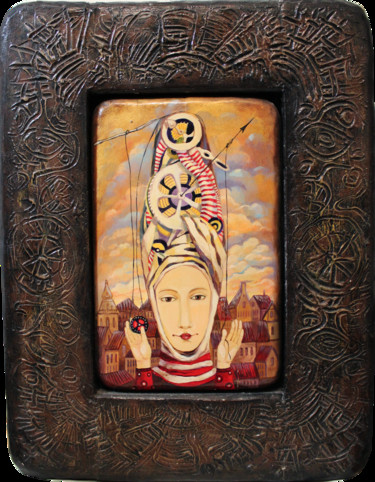 Malerei mit dem Titel "Guardian of the Time" von Dmitry King, Original-Kunstwerk, Acryl Auf Holzplatte montiert