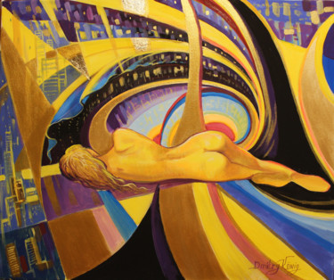 Peinture intitulée "World revolves arou…" par Dmitry King, Œuvre d'art originale, Acrylique Monté sur Châssis en bois