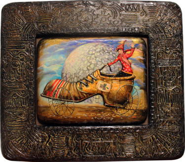 Painting titled "Bon voyage" by Dmitry King, Original Artwork, Acrylic Mounted on Wood Panel