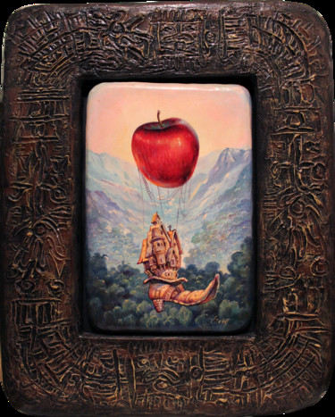 Painting titled "Flight of Love" by Dmitry King, Original Artwork, Acrylic Mounted on Wood Panel