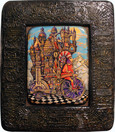 Painting titled "GODSPEED, WOOD ART…" by Dmitry King, Original Artwork, Acrylic Mounted on Wood Panel