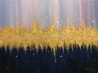 Painting titled "Golden Glow" by Dmitry King, Original Artwork, Acrylic