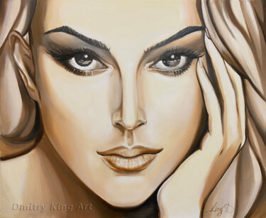 Painting titled "The Sparkle of Her…" by Dmitry King, Original Artwork, Oil Mounted on Wood Stretcher frame