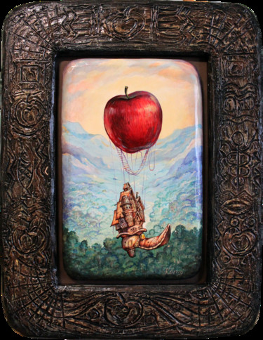 Painting titled "The Flight of love" by Dmitry King, Original Artwork, Acrylic Mounted on Wood Panel