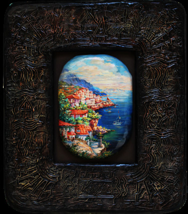 Pittura intitolato "Southern town" da Dmitry King, Opera d'arte originale, Acrilico Montato su Pannello di legno