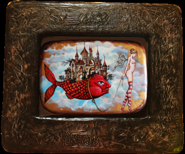Painting titled "Fairytale Girl and…" by Dmitry King, Original Artwork, Acrylic Mounted on Wood Panel