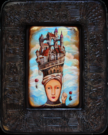 Painting titled "Guardian of the Mag…" by Dmitry King, Original Artwork, Acrylic Mounted on Wood Panel