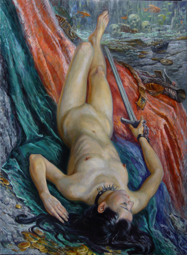 Картина под названием "the sleeping warrior" - Dmitry Kostylew, Подлинное произведение искусства, Масло