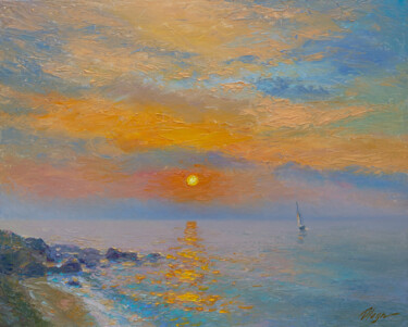 Картина под названием "Sunrise 5" - Dmitry Oleyn, Подлинное произведение искусства, Масло Установлен на Деревянная рама для…