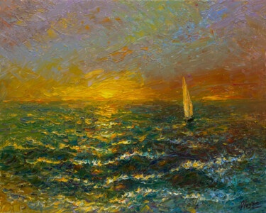 Картина под названием "Sea 5" - Dmitry Oleyn, Подлинное произведение искусства, Масло