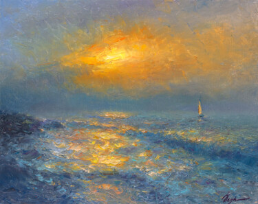 Картина под названием "Sunset 9" - Dmitry Oleyn, Подлинное произведение искусства, Масло