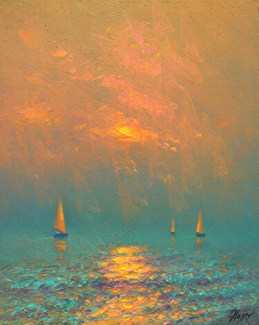 Картина под названием "Sea 18" - Dmitry Oleyn, Подлинное произведение искусства, Масло Установлен на Деревянная рама для нос…