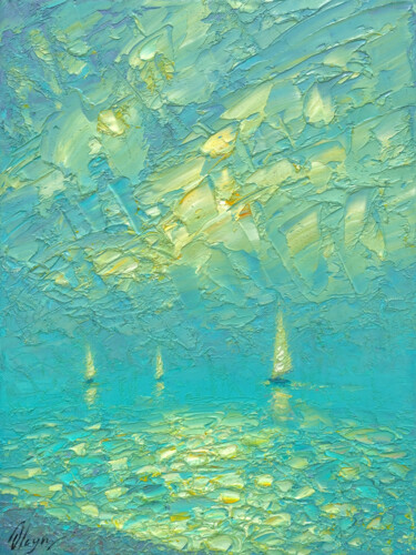 Peinture intitulée "Sea 19" par Dmitry Oleyn, Œuvre d'art originale, Huile Monté sur Châssis en bois