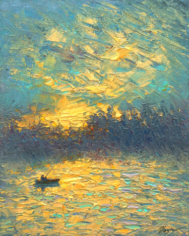 Картина под названием "Evening 20" - Dmitry Oleyn, Подлинное произведение искусства, Масло Установлен на Деревянная рама для…